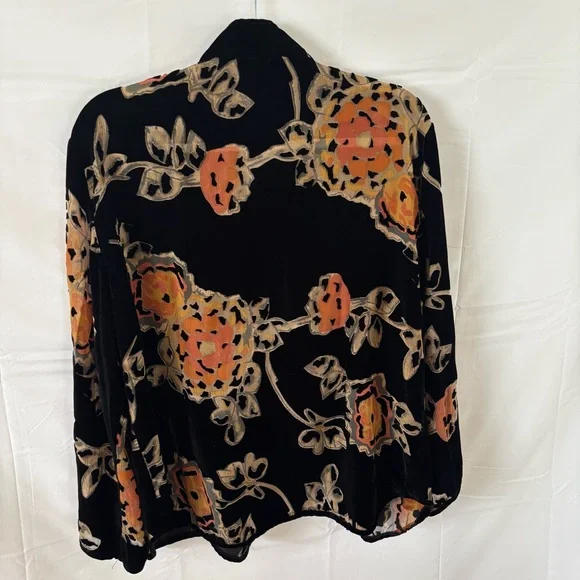 Vintage Y2K kimono outerwear blouse cardigan top black oriental XXL boho - Picture 6 of 7